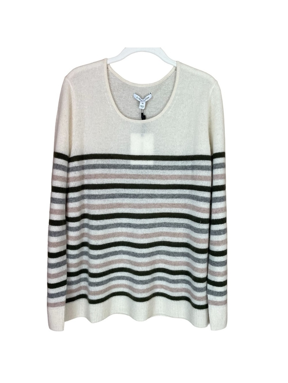 41 Hawthorn 100% Cashmere Striped Scoop Neck Sweater Size XXL Luxury Plus Size